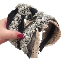 Pearl Rhinestone Wide Headband Luxury Hair Accessories Knot Bow Wedding Bride Hairband Baroque Vintage For Women Girls Gift